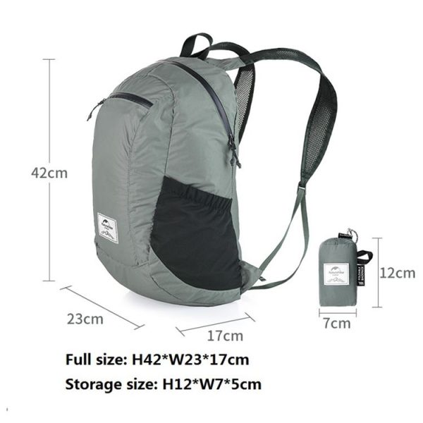 Naturehike Ultra-light Portable Outdoor Waterproof Bag Travel Double Shoulder Foldable Backpack, Capacity: 22L (Black) - Image 3
