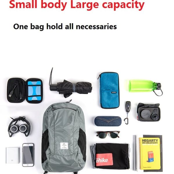 Naturehike Ultra-light Portable Outdoor Waterproof Bag Travel Double Shoulder Foldable Backpack, Capacity: 22L (Black) - Image 9