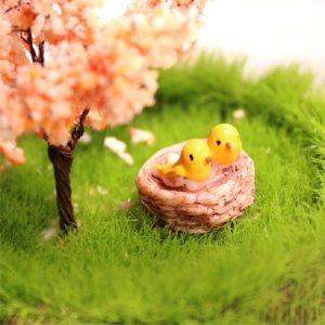3 PCS Mini Bird Nest and Birds Meaty Small Ornaments Micro Landscape Accessories