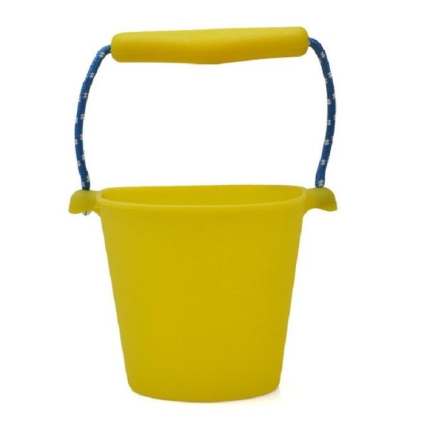 Children Folding Beach Portable Silicone Bucket Bathroom Bath Toys (Yellow) - Image 2