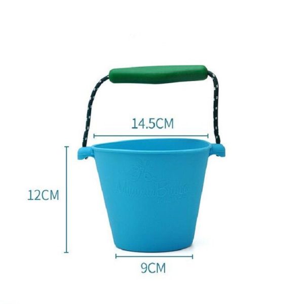 Children Folding Beach Portable Silicone Bucket Bathroom Bath Toys (Yellow) - Image 5