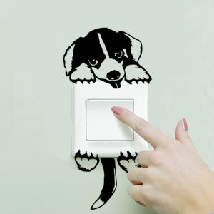 Cartoon Cute Puppy Decorative Switch Wall Sticker PVC Waterproof Sticker (Size: 11x22cm)
