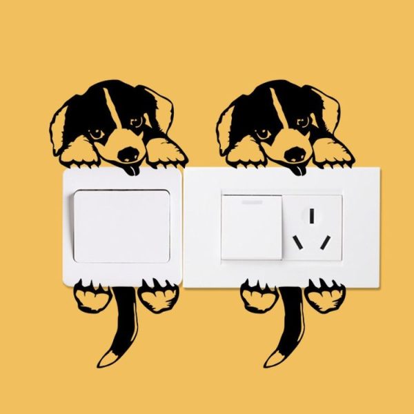 Cartoon Cute Puppy Decorative Switch Wall Sticker PVC Waterproof Sticker (Size: 11x22cm) - Image 4