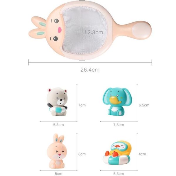 5 PCS / Set Children Fish Fishing Toys Bathroom Cartoon Animals Playing with Water Toys (Big Rabbit Head) - Image 7