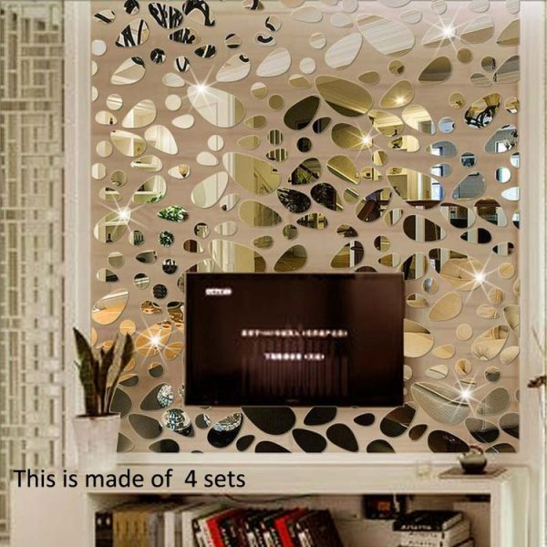 12 PCS / S 3D Mirror Removable Wall Sticker For Living Room Bedroom TV Background Mirror Mural Wall Decor (Silver) - Image 5