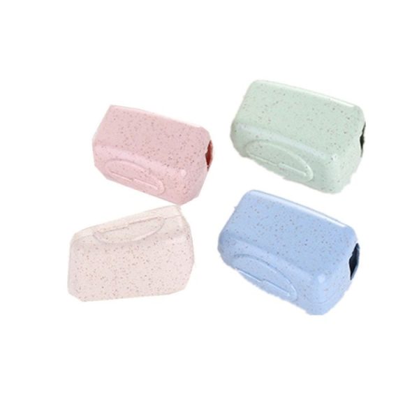 4 PCS Wheat Straw Portable Travel Toothbrush Case Box, Random Delivery - Image 2
