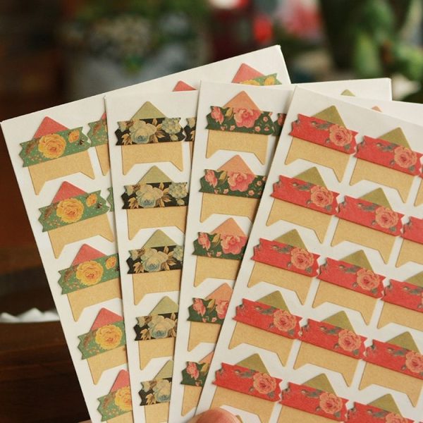 2 PCS Retro Flower Phase Corner Stickers Kraft Paper Corner Stickers (Pattern Brush) - Image 3