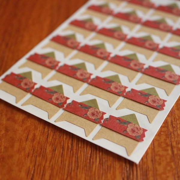 2 PCS Retro Flower Phase Corner Stickers Kraft Paper Corner Stickers (Pattern Brush) - Image 5