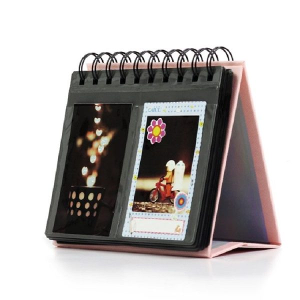 Calendar Style Desktop Standing Brand Name Folder Mini Desk 3 inch 68 Photos Album Book (Pink) - Image 2