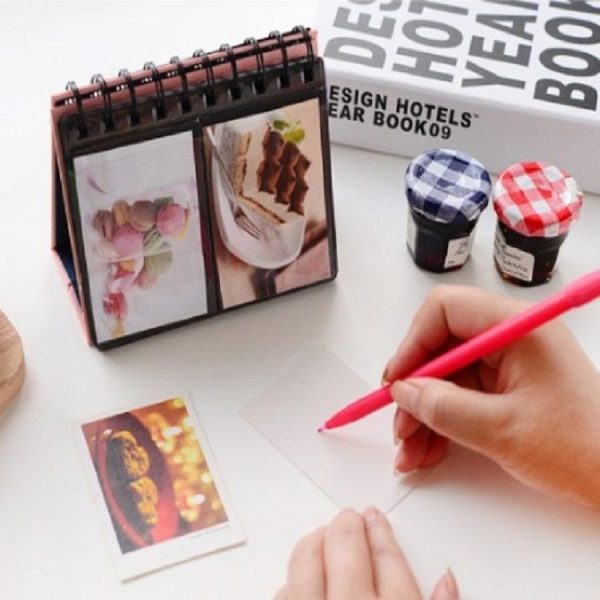 Calendar Style Desktop Standing Brand Name Folder Mini Desk 3 inch 68 Photos Album Book (Pink) - Image 3
