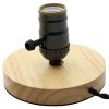 Retro Desktop Decoration Solid Wood E27 Base Lamp Holder without Light Source, EU Plug (Brown) - Image 2