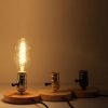 Retro Desktop Decoration Solid Wood E27 Base Lamp Holder without Light Source, EU Plug (Brown) - Image 7