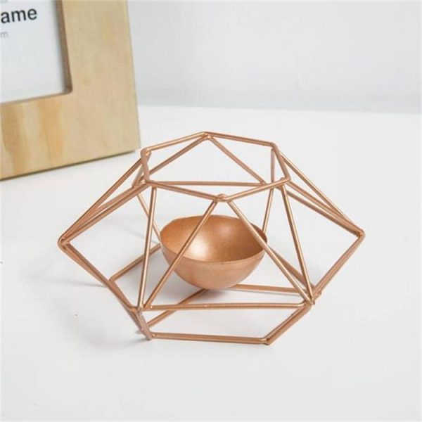 Creative Modern Minimalist Geometric Wrought Iron Gold Candle Holder Ornaments Home Decorations Romantic Candlelight Ornaments, Size: S