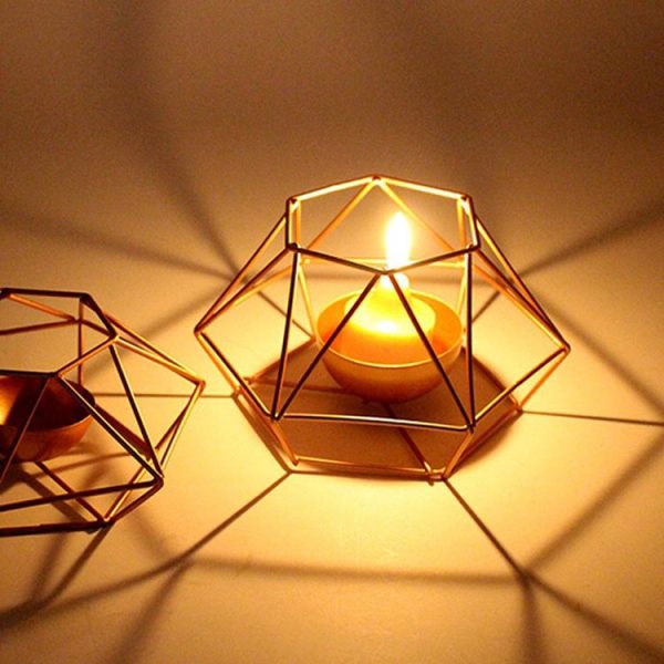 Creative Modern Minimalist Geometric Wrought Iron Gold Candle Holder Ornaments Home Decorations Romantic Candlelight Ornaments, Size: S - Image 3