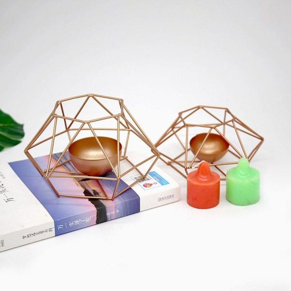 Creative Modern Minimalist Geometric Wrought Iron Gold Candle Holder Ornaments Home Decorations Romantic Candlelight Ornaments, Size: S - Image 5