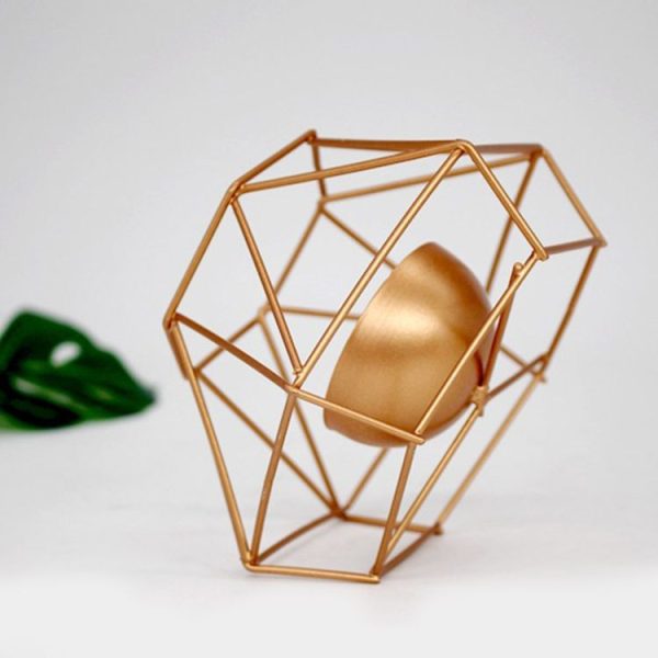 Creative Modern Minimalist Geometric Wrought Iron Gold Candle Holder Ornaments Home Decorations Romantic Candlelight Ornaments, Size: S - Image 8