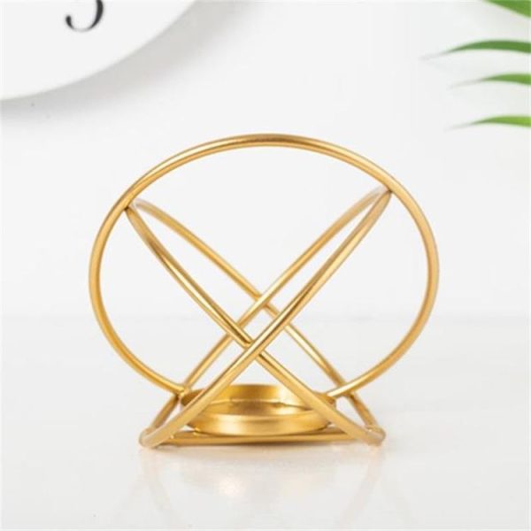 Creative Modern Minimalist Geometric Wrought Iron Gold Candle Holder Ornaments Home Decorations Romantic Candlelight Ornaments, Size: Round - Image 2
