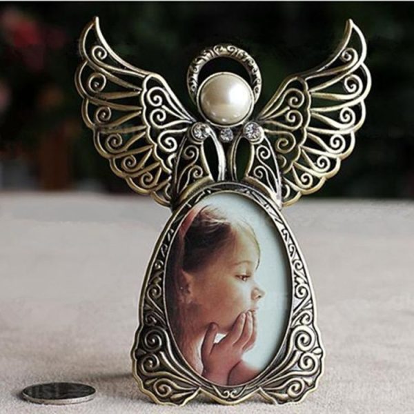3 inch Angel Wings Metal Vintage Picture Frames Creative Gifts Photos Frames (Silver) - Image 3