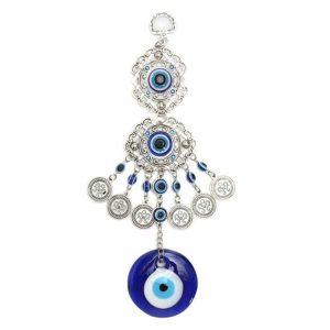 2 PCS Home Gifts Blue Glass Evil Eye Pendant Amulet Wall Hanging Decoration