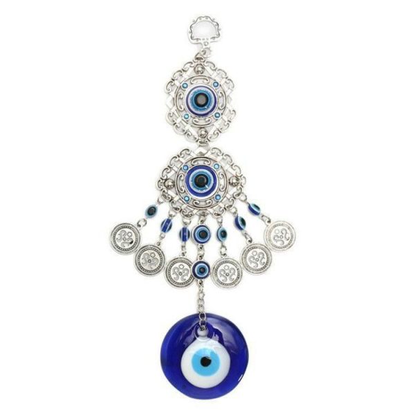 2 PCS Home Gifts Blue Glass Evil Eye Pendant Amulet Wall Hanging Decoration
