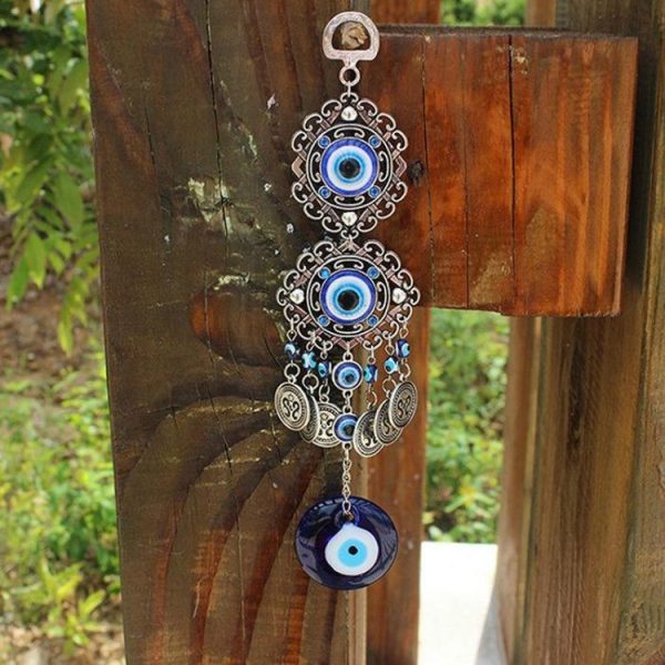 2 PCS Home Gifts Blue Glass Evil Eye Pendant Amulet Wall Hanging Decoration - Image 4