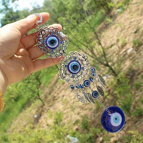 2 PCS Home Gifts Blue Glass Evil Eye Pendant Amulet Wall Hanging Decoration - Image 5