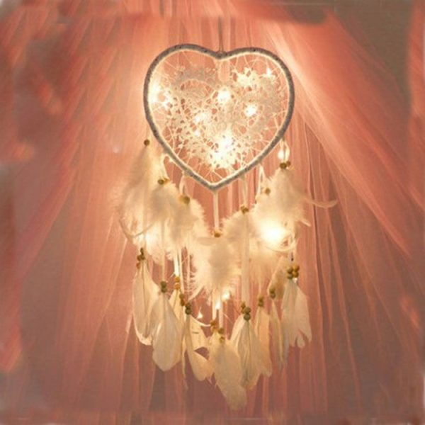 Creative Hand-Woven Crafts Dream Catcher Home Car Wall Hanging Decoration, Type: With Light (White) - Image 4