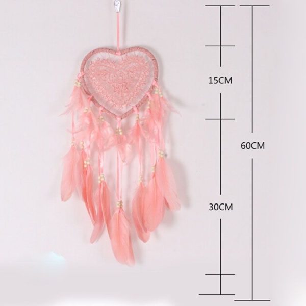 Creative Hand-Woven Crafts Dream Catcher Home Car Wall Hanging Decoration, Type: Without Light (Light Pink) - Image 5