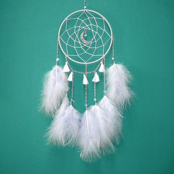 Handmade Decorative Dream Catcher Wall Hanging Dreamcatcher Feather Crafts Kids Stuff Wall Room Decor (white) - Image 2