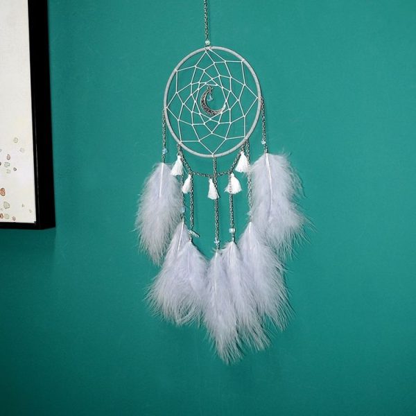 Handmade Decorative Dream Catcher Wall Hanging Dreamcatcher Feather Crafts Kids Stuff Wall Room Decor (white) - Image 3