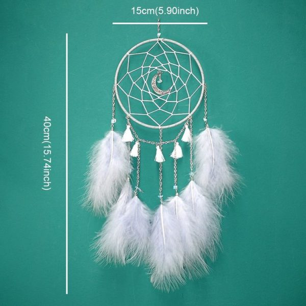 Handmade Decorative Dream Catcher Wall Hanging Dreamcatcher Feather Crafts Kids Stuff Wall Room Decor (white) - Image 4