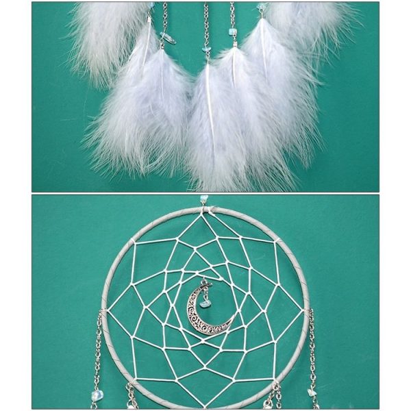Handmade Decorative Dream Catcher Wall Hanging Dreamcatcher Feather Crafts Kids Stuff Wall Room Decor (white) - Image 5