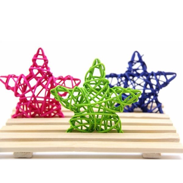 10 PCS 6cm Artificial Straw Ball DIY Decoration Rattan Stars Christmas Decor Home Ornament Supplies (Coffee) - Image 3