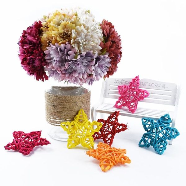 10 PCS 6cm Artificial Straw Ball DIY Decoration Rattan Stars Christmas Decor Home Ornament Supplies (Coffee) - Image 4