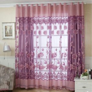 Lotus Flower Curtain Living Room Balcony Curtain, Size: 1x2.5m Punch (Light Purple)