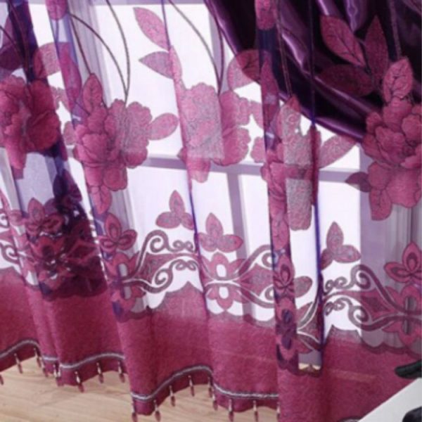 Lotus Flower Curtain Living Room Balcony Curtain, Size: 2x2.7m Punch and Beads (Coffee) - Image 3