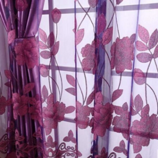 Lotus Flower Curtain Living Room Balcony Curtain, Size: 2x2.7m Punch and Beads (Coffee) - Image 4