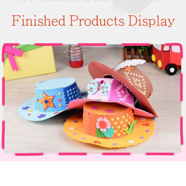 Kids DIY Hat Craft Toys EVA Foam Paper Weaving Hat, Random Color Delivery - Image 5