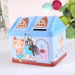 Children Cartoon Saving Small Coin Storage House Piggy Bank (Blue)
