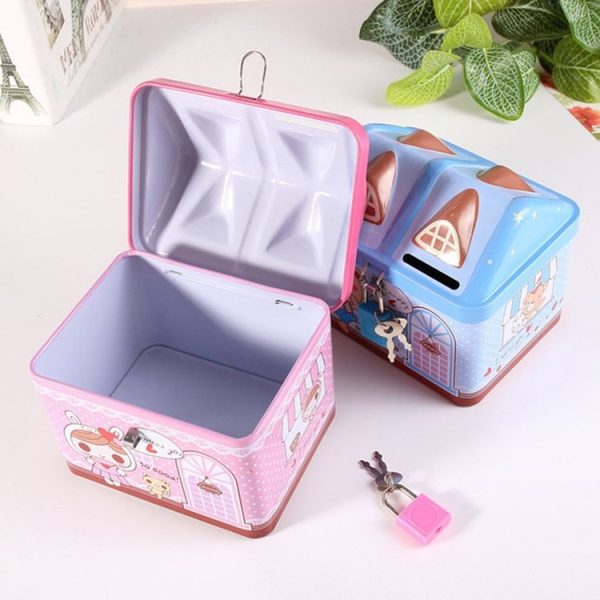 Children Cartoon Saving Small Coin Storage House Piggy Bank (Blue) - Image 4