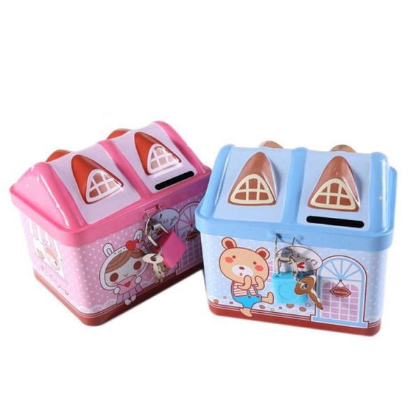 Children Cartoon Saving Small Coin Storage House Piggy Bank (Blue) - Image 5