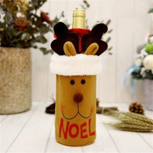 Wine Cover Bottle Bags Christmas Dinner Party Table Decorations (Deer)