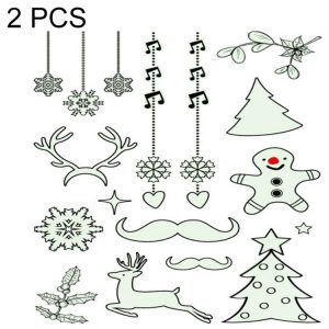 2 PCS Luminous Waterproof Environmental Christmas Tattoo Sticker (Le001)