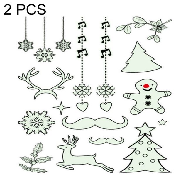 2 PCS Luminous Waterproof Environmental Christmas Tattoo Sticker (Le001)