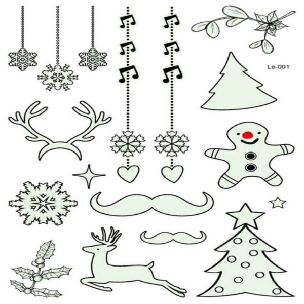 2 PCS Luminous Waterproof Environmental Christmas Tattoo Sticker (Le001) - Image 2