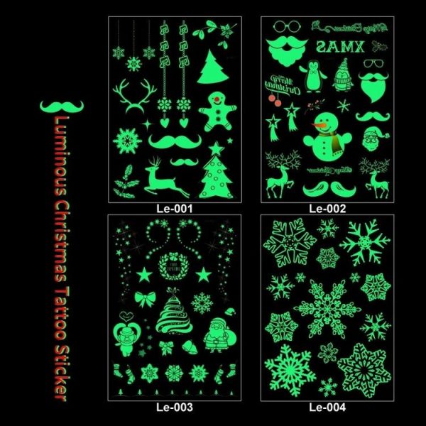 2 PCS Luminous Waterproof Environmental Christmas Tattoo Sticker (Le001) - Image 5