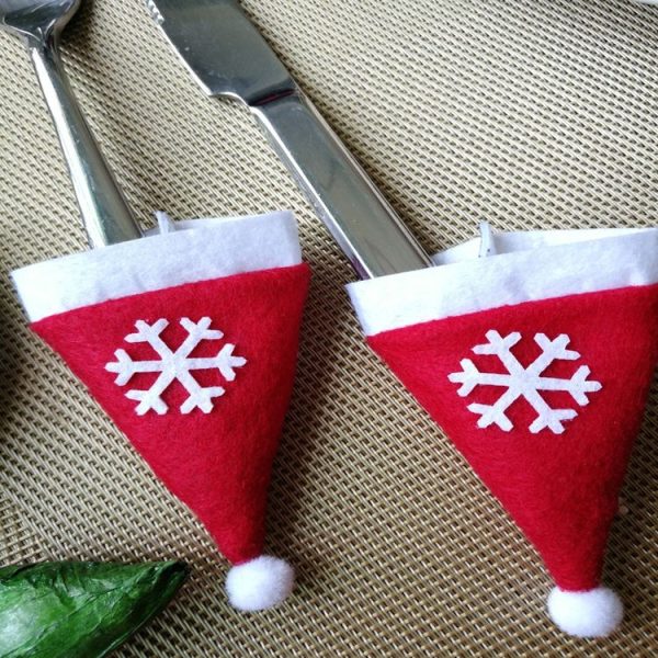 2 Bags Merry Christmas Knife Fork Tableware Holder Snowflakes Christmas Hat Christmas Decorations (Red) - Image 7