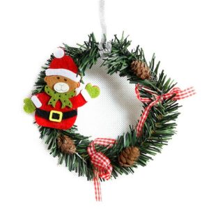 2 PCS Christmas Ordinary Decorative Christmas Snowman PVC Small Wreath Ornament (Bear)