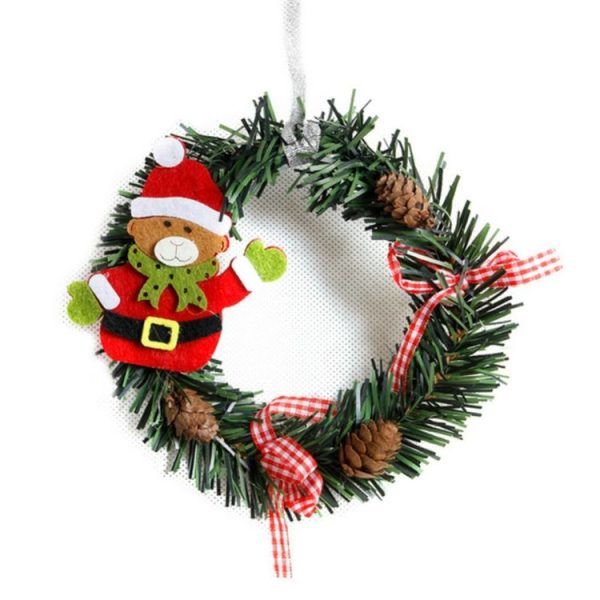 2 PCS Christmas Ordinary Decorative Christmas Snowman PVC Small Wreath Ornament (Bear) - Image 2