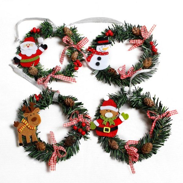 2 PCS Christmas Ordinary Decorative Christmas Snowman PVC Small Wreath Ornament (Bear) - Image 3
